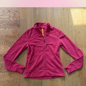 Women's Vintage Lole Pink Fleece Zip Up Jacket Floral Embroidered Design S